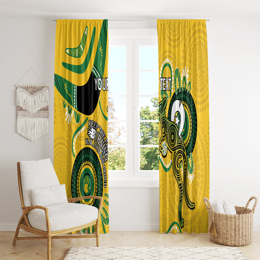 Custom Matildas NAIDOC Week Window Curtain Australia Kangaroo Keep The Fire Burning - Yellow