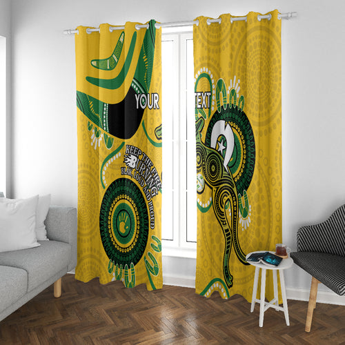 Custom Matildas NAIDOC Week Window Curtain Australia Kangaroo Keep The Fire Burning - Yellow