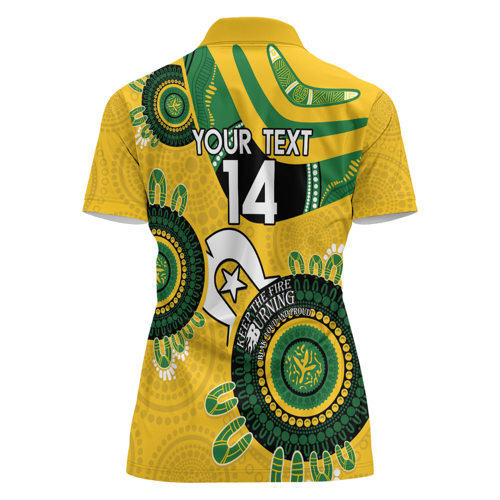 Custom Matildas NAIDOC Week Women Polo Shirt Australia Kangaroo Keep The Fire Burning - Yellow