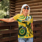Custom Matildas NAIDOC Week Women Polo Shirt Australia Kangaroo Keep The Fire Burning - Yellow