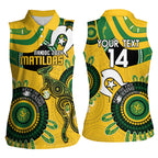Custom Matildas NAIDOC Week Women Sleeveless Polo Shirt Australia Kangaroo Keep The Fire Burning - Yellow