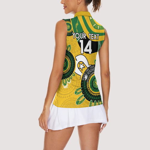 Custom Matildas NAIDOC Week Women Sleeveless Polo Shirt Australia Kangaroo Keep The Fire Burning - Yellow