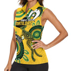 Custom Matildas NAIDOC Week Women Sleeveless Polo Shirt Australia Kangaroo Keep The Fire Burning - Yellow