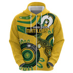 Custom Matildas NAIDOC Week Zip Hoodie Australia Kangaroo Keep The Fire Burning - Yellow