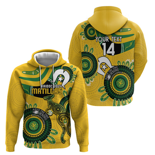 Custom Matildas NAIDOC Week Zip Hoodie Australia Kangaroo Keep The Fire Burning - Yellow