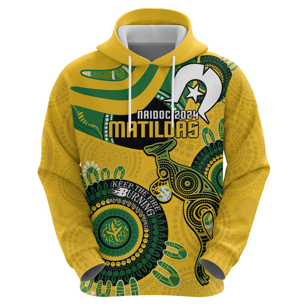 Custom Matildas NAIDOC Week Zip Hoodie Australia Kangaroo Keep The Fire Burning - Yellow