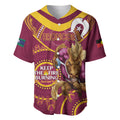 Custom NRL Broncos NAIDOC Week Baseball Jersey Keep The Fire Burning Indigenous Art