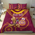 Custom NRL Broncos NAIDOC Week Bedding Set Keep The Fire Burning Indigenous Art