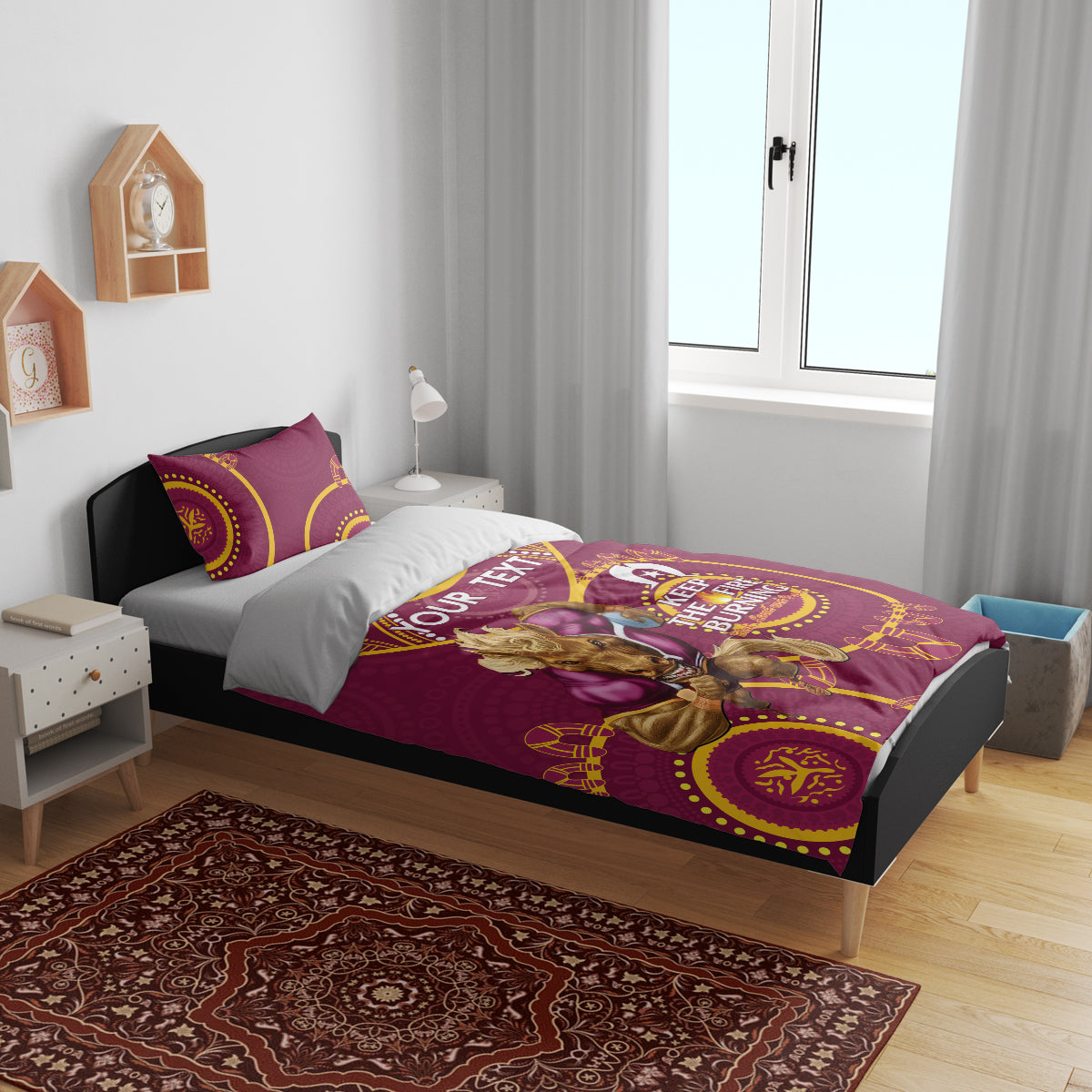Custom NRL Broncos NAIDOC Week Bedding Set Keep The Fire Burning Indigenous Art