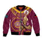Custom NRL Broncos NAIDOC Week Bomber Jacket Keep The Fire Burning Indigenous Art