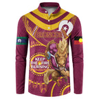 Custom NRL Broncos NAIDOC Week Button Sweatshirt Keep The Fire Burning Indigenous Art