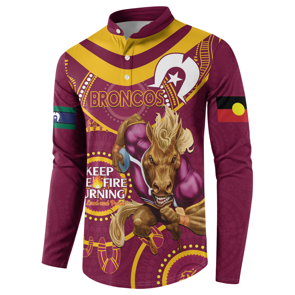 Custom NRL Broncos NAIDOC Week Button Sweatshirt Keep The Fire Burning Indigenous Art