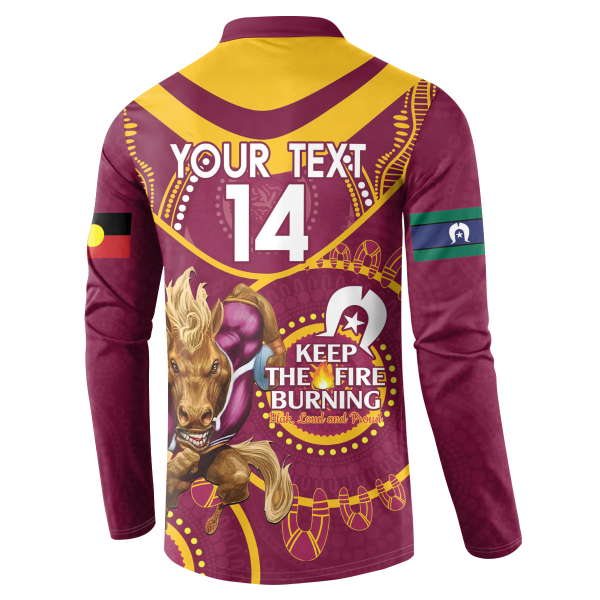 Custom NRL Broncos NAIDOC Week Button Sweatshirt Keep The Fire Burning Indigenous Art