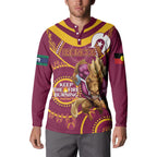 Custom NRL Broncos NAIDOC Week Button Sweatshirt Keep The Fire Burning Indigenous Art