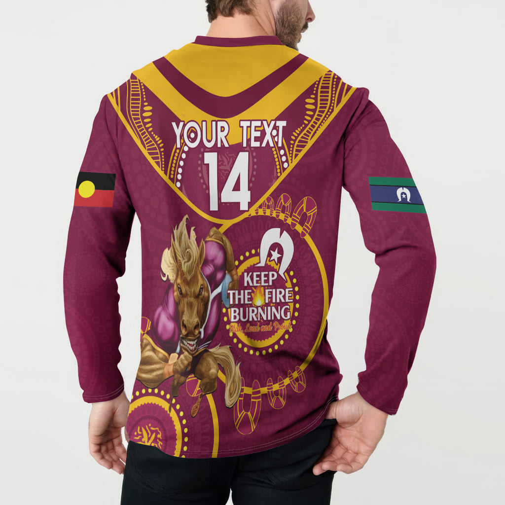 Custom NRL Broncos NAIDOC Week Button Sweatshirt Keep The Fire Burning Indigenous Art