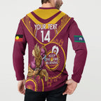 Custom NRL Broncos NAIDOC Week Button Sweatshirt Keep The Fire Burning Indigenous Art