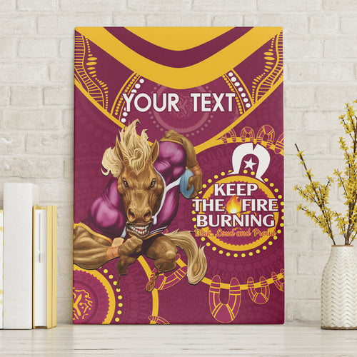 Custom NRL Broncos NAIDOC Week Canvas Wall Art Keep The Fire Burning Indigenous Art
