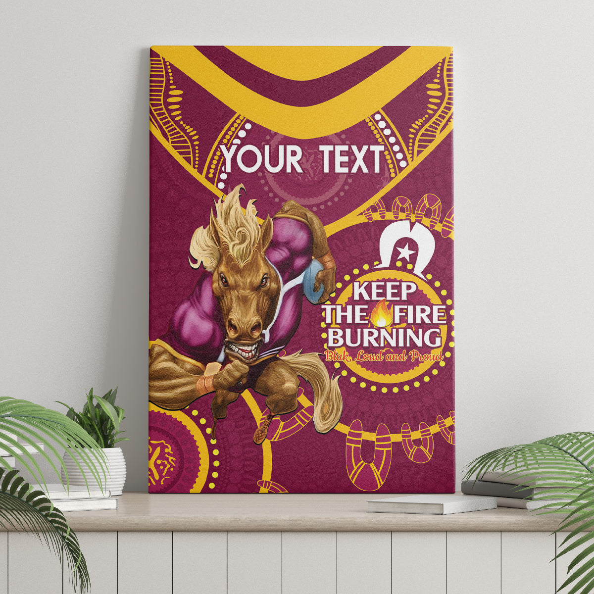 Custom NRL Broncos NAIDOC Week Canvas Wall Art Keep The Fire Burning Indigenous Art