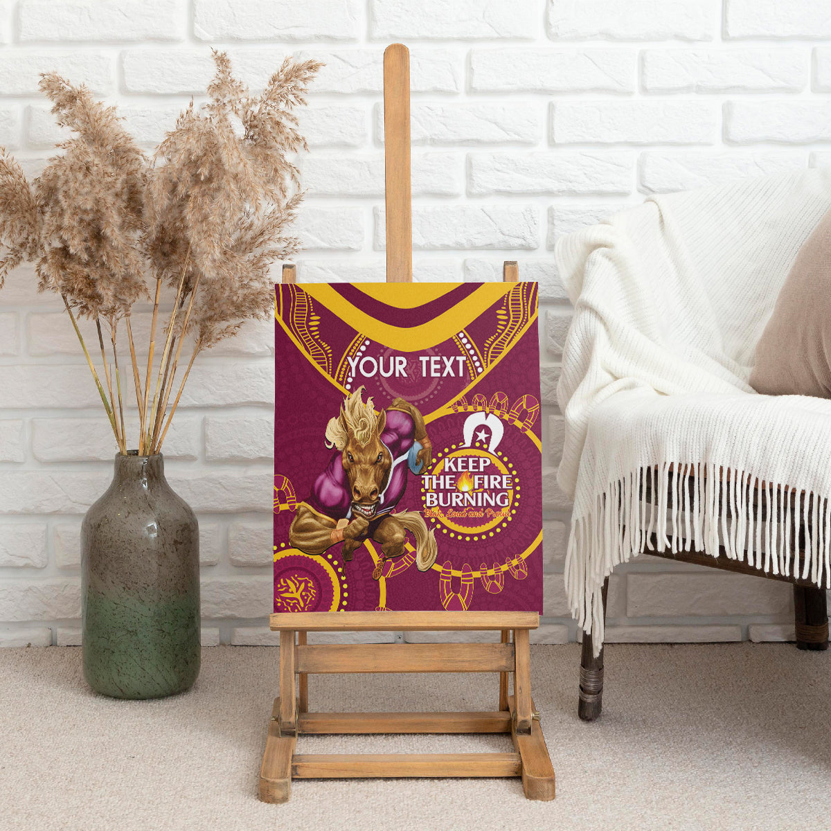 Custom NRL Broncos NAIDOC Week Canvas Wall Art Keep The Fire Burning Indigenous Art