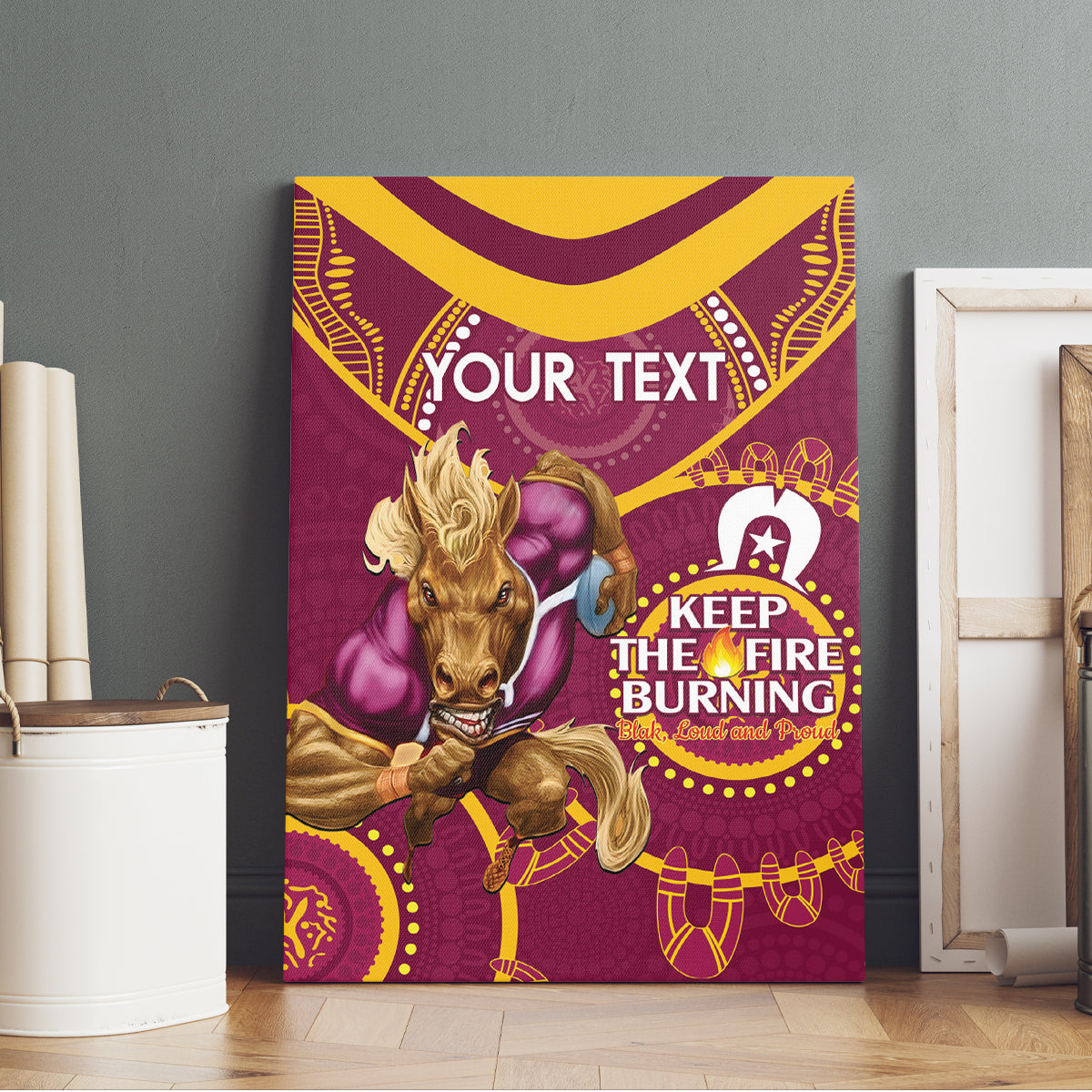 Custom NRL Broncos NAIDOC Week Canvas Wall Art Keep The Fire Burning Indigenous Art