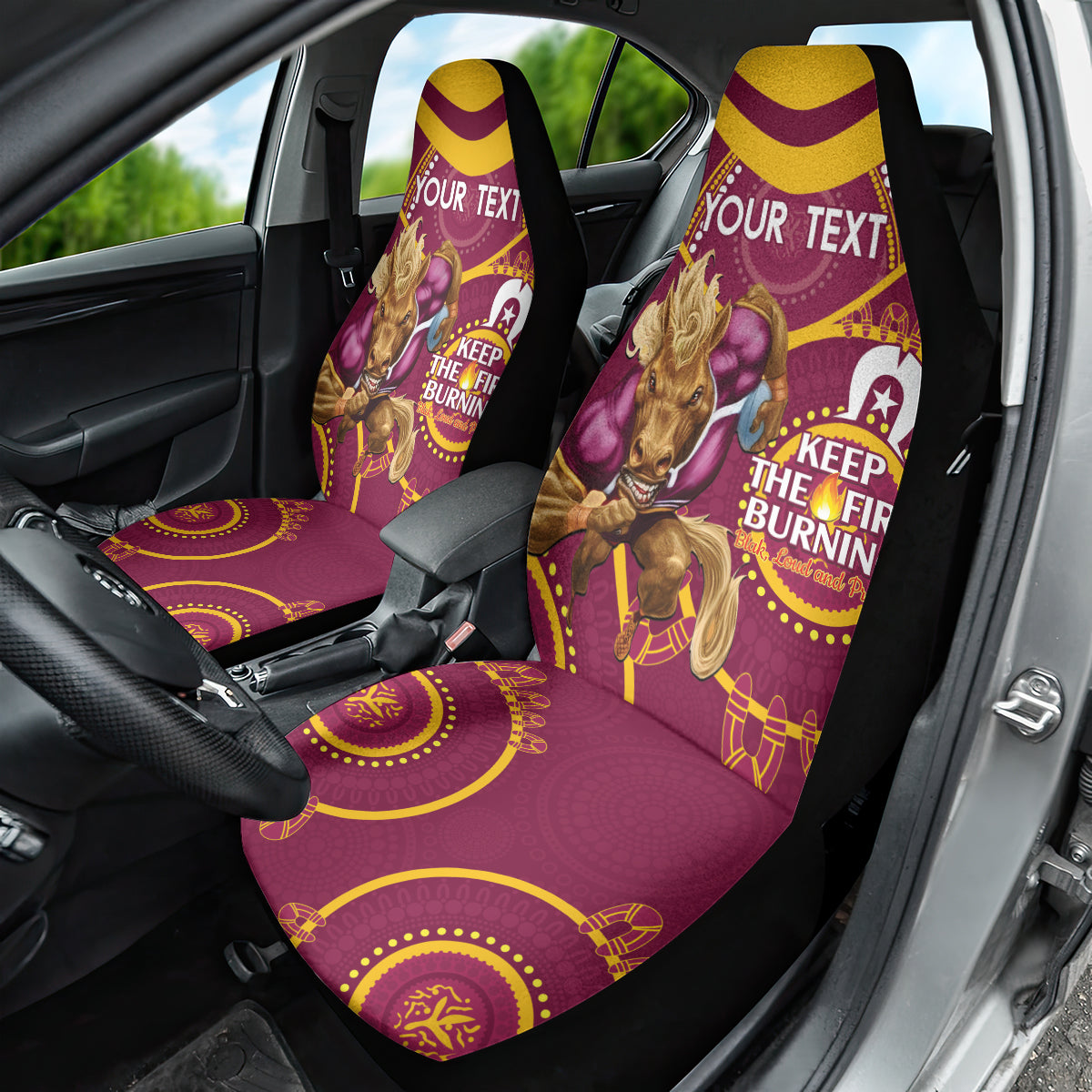 Custom NRL Broncos NAIDOC Week Car Seat Cover Keep The Fire Burning Indigenous Art