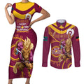Custom NRL Broncos NAIDOC Week Couples Matching Short Sleeve Bodycon Dress and Long Sleeve Button Shirt Keep The Fire Burning Indigenous Art