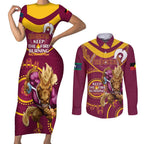 Custom NRL Broncos NAIDOC Week Couples Matching Short Sleeve Bodycon Dress and Long Sleeve Button Shirt Keep The Fire Burning Indigenous Art