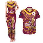 Custom NRL Broncos NAIDOC Week Couples Matching Tank Maxi Dress and Hawaiian Shirt Keep The Fire Burning Indigenous Art
