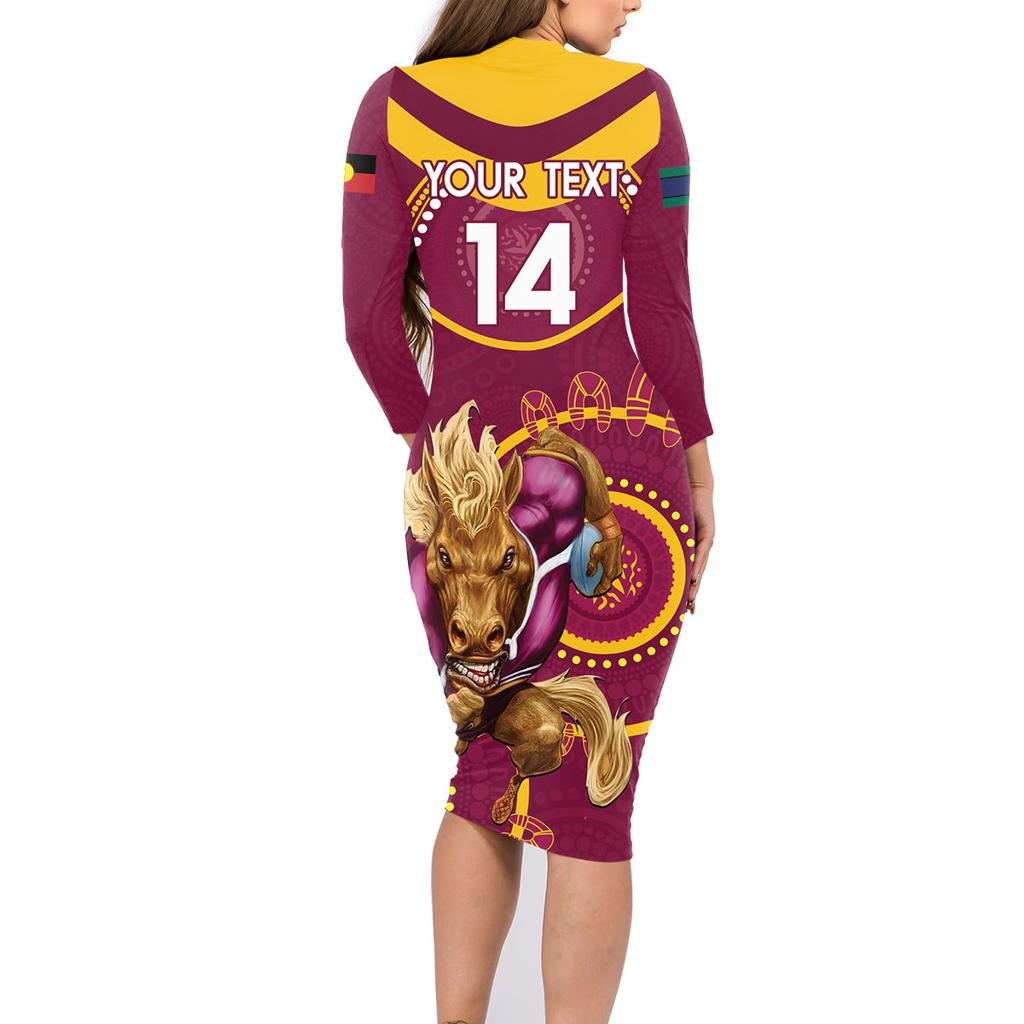 Custom NRL Broncos NAIDOC Week Family Matching Long Sleeve Bodycon Dress and Hawaiian Shirt Keep The Fire Burning Indigenous Art