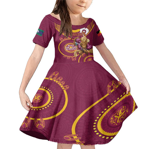 Custom NRL Broncos NAIDOC Week Family Matching Mermaid Dress and Hawaiian Shirt Keep The Fire Burning Indigenous Art