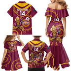 Custom NRL Broncos NAIDOC Week Family Matching Mermaid Dress and Hawaiian Shirt Keep The Fire Burning Indigenous Art