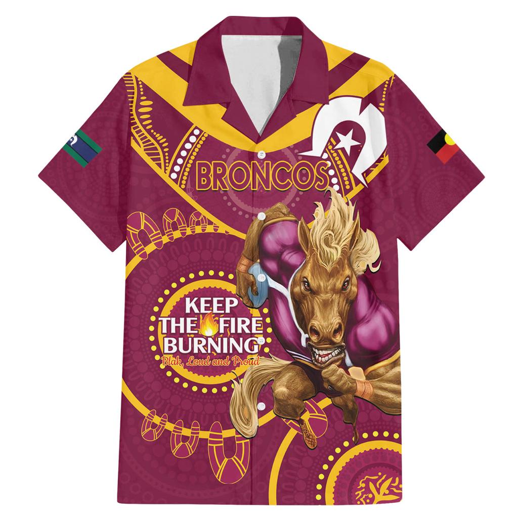 Custom NRL Broncos NAIDOC Week Family Matching Mermaid Dress and Hawaiian Shirt Keep The Fire Burning Indigenous Art