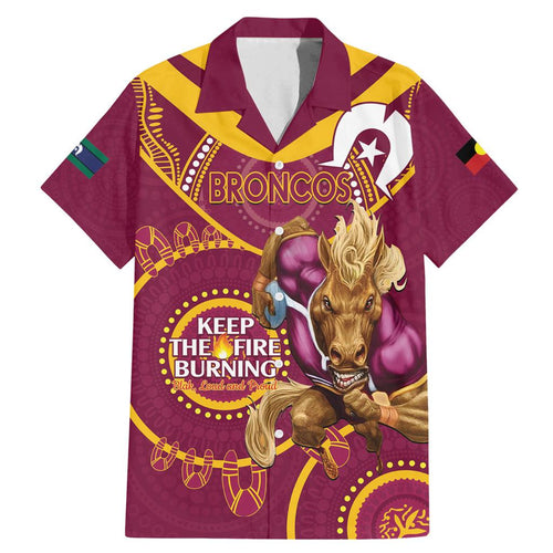 Custom NRL Broncos NAIDOC Week Family Matching Mermaid Dress and Hawaiian Shirt Keep The Fire Burning Indigenous Art