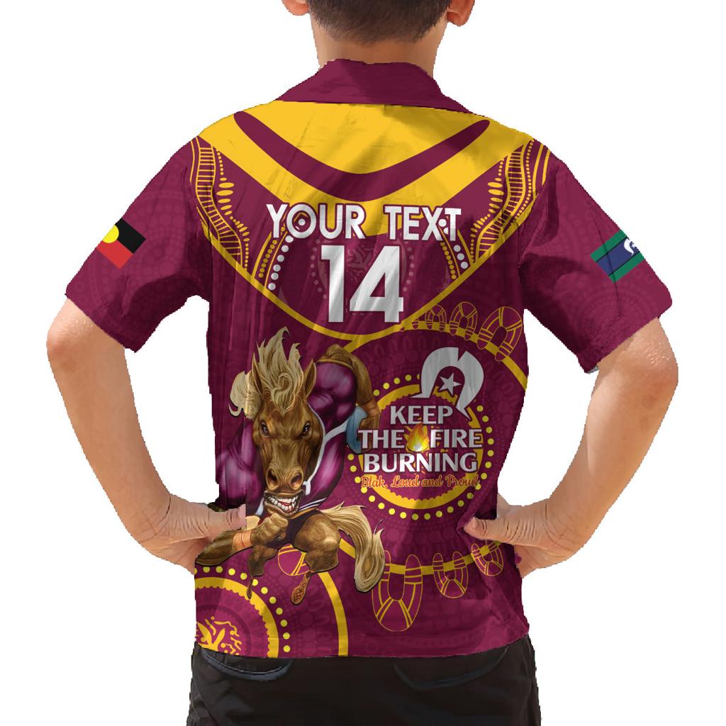 Custom NRL Broncos NAIDOC Week Family Matching Off The Shoulder Long Sleeve Dress and Hawaiian Shirt Keep The Fire Burning Indigenous Art