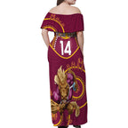 Custom NRL Broncos NAIDOC Week Family Matching Off Shoulder Maxi Dress and Hawaiian Shirt Keep The Fire Burning Indigenous Art