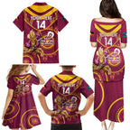 Custom NRL Broncos NAIDOC Week Family Matching Puletasi and Hawaiian Shirt Keep The Fire Burning Indigenous Art