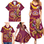 Custom NRL Broncos NAIDOC Week Family Matching Summer Maxi Dress and Hawaiian Shirt Keep The Fire Burning Indigenous Art