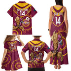 Custom NRL Broncos NAIDOC Week Family Matching Tank Maxi Dress and Hawaiian Shirt Keep The Fire Burning Indigenous Art