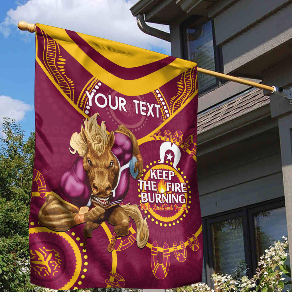 Custom NRL Broncos NAIDOC Week Garden Flag Keep The Fire Burning Indigenous Art