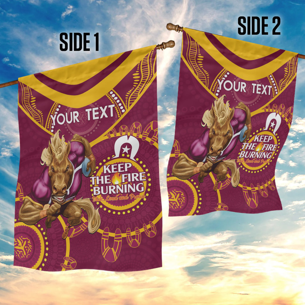 Custom NRL Broncos NAIDOC Week Garden Flag Keep The Fire Burning Indigenous Art