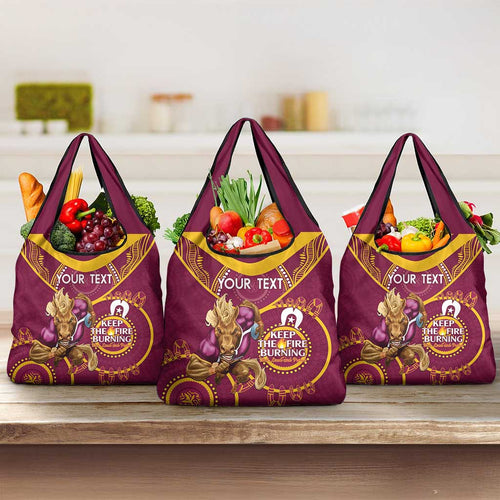 Custom NRL Broncos NAIDOC Week Grocery Bag Keep The Fire Burning Indigenous Art
