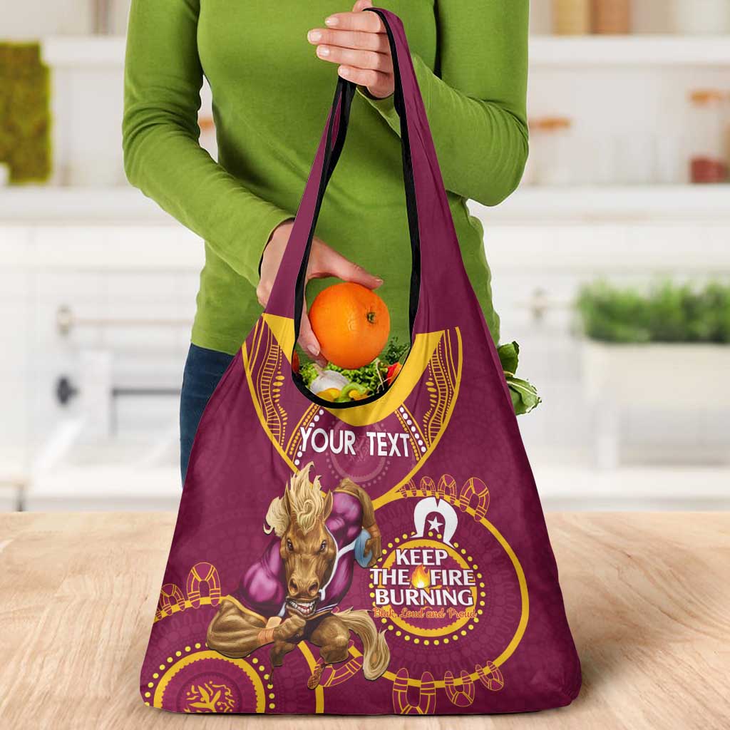 Custom NRL Broncos NAIDOC Week Grocery Bag Keep The Fire Burning Indigenous Art