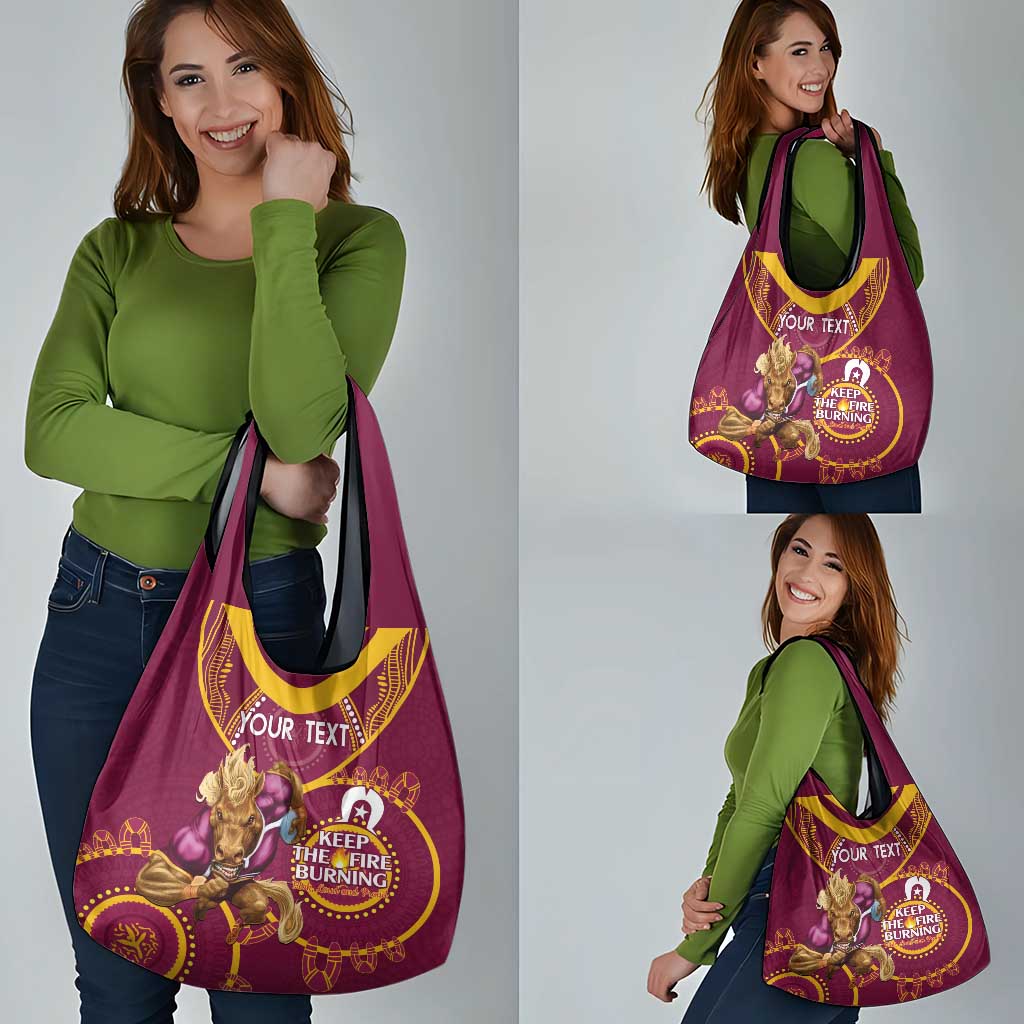 Custom NRL Broncos NAIDOC Week Grocery Bag Keep The Fire Burning Indigenous Art
