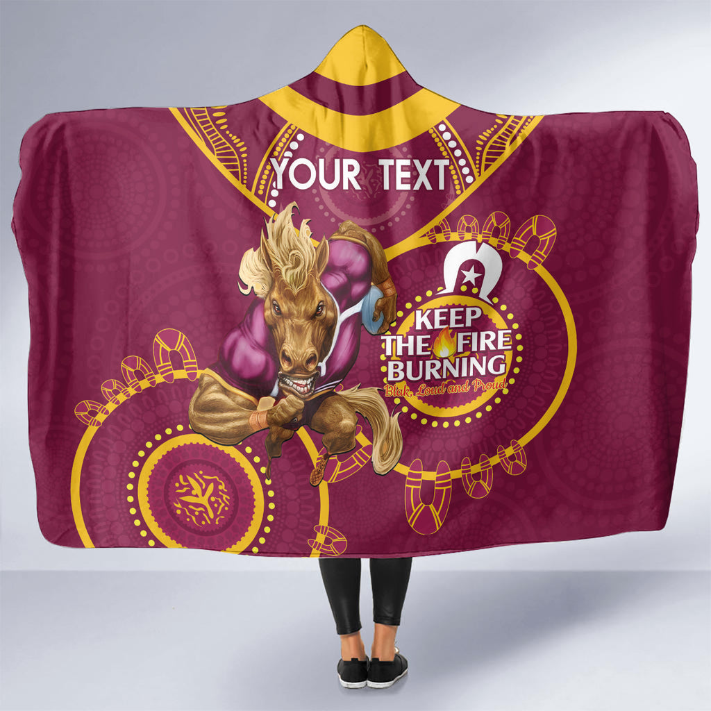 Custom NRL Broncos NAIDOC Week Hooded Blanket Keep The Fire Burning Indigenous Art