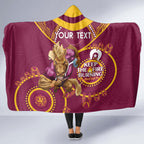 Custom NRL Broncos NAIDOC Week Hooded Blanket Keep The Fire Burning Indigenous Art