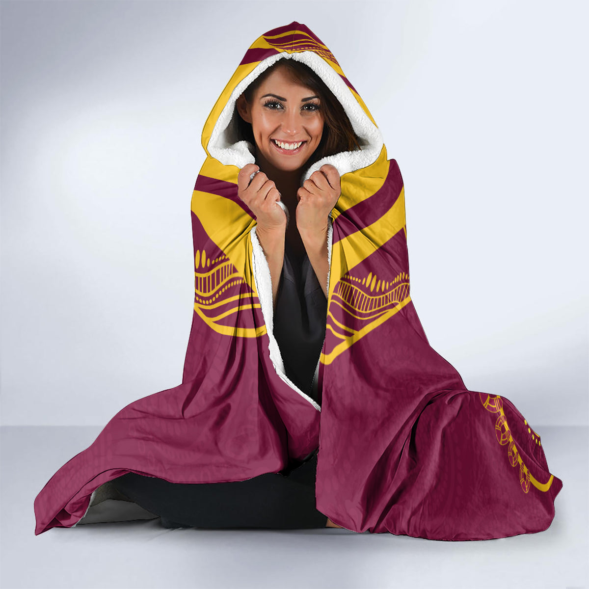 Custom NRL Broncos NAIDOC Week Hooded Blanket Keep The Fire Burning Indigenous Art
