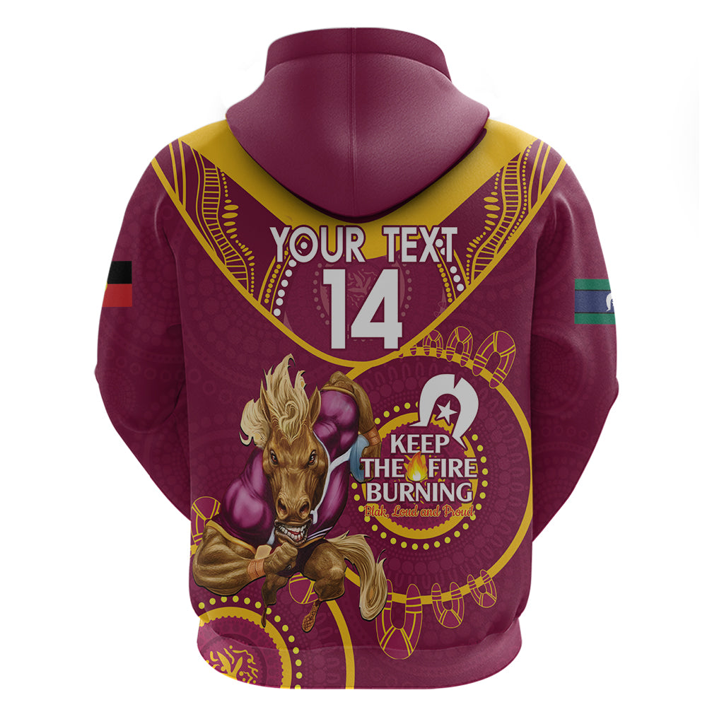 Custom NRL Broncos NAIDOC Week Hoodie Keep The Fire Burning Indigenous Art