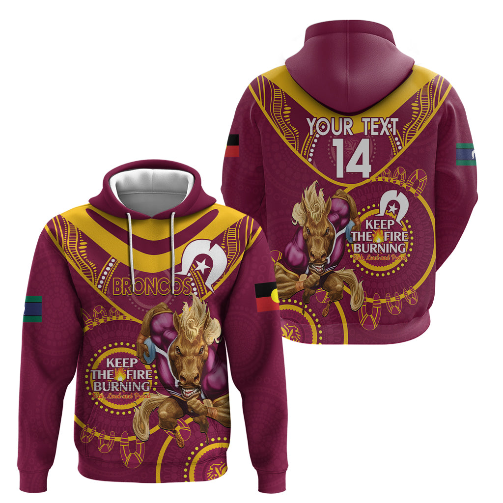 Custom NRL Broncos NAIDOC Week Hoodie Keep The Fire Burning Indigenous Art