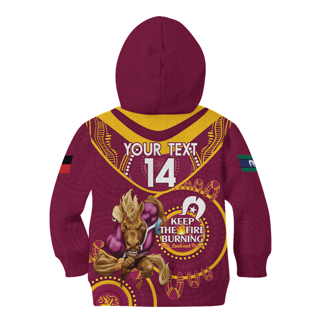 Custom NRL Broncos NAIDOC Week Kid Hoodie Keep The Fire Burning Indigenous Art