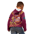 Custom NRL Broncos NAIDOC Week Kid Hoodie Keep The Fire Burning Indigenous Art